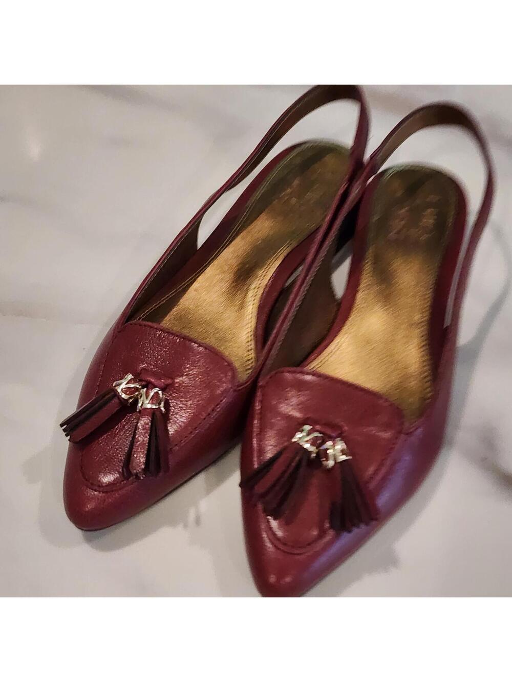 NEW Naturalizer Burgundy Slingback Heels Women's Size 8 Tassel Pointed Toe